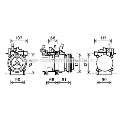 Abbildung von PRASCO HYK196 Kompressor HS15 R 134a HYUNDAI: Coupe II, Matrix, Elantra III Schrägheck