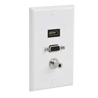 Abbildung von Multimedia Wandplatten Steckdosenleiste, VBESTLIFE Composite HDMI VGA DC 3,5 mm Buchse, AV 3 in 1 Audio Video Adapter Konverter Buchse Anschlussstecker Anschluss