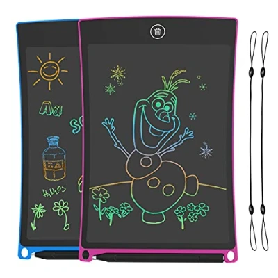 Abbildung von 2 Pack Zaubertafel 8,5 Zoll, LCD Schreibtafel Spielzeug ab 3 4 5 6 + Jahre, Bunter Bildschirm Lernspielzeug für Kinder Weihnachten Geburtstag Geschenke (Blau+Rosa)