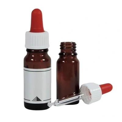Abbildung von 2 Pipettenflaschen 100ml / Apothekerflaschen in Braunglas inkl. Beschriftungsetiketten