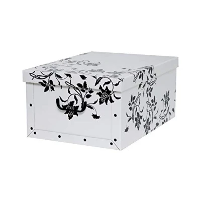 Abbildung von Kreher Aufbewahrungsbox Aufbewahrungsbox, Dekokarton Motiv: Blumen Barock, Weiss
