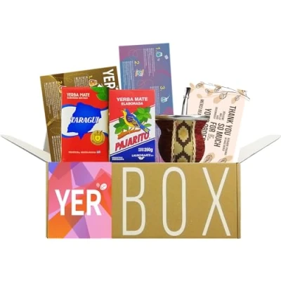 Abbildung von YERBOX Yerba Mate Tee Set: Pajarito Traditional 250g + Taragui Becher Glas mit Leder Überzogen Kalebasse Trinkhalm aus Edelstahl Bombilla Reinigungsbürste…