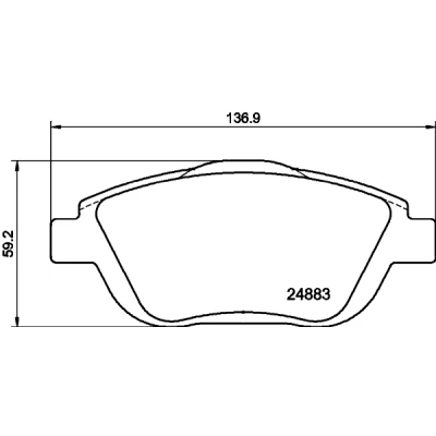 Abbildung von HELLA 8DB 355 014 551 Bremsbelagsatz nicht für Verschleißwarnanzeiger vorbereitet mit Bremssattelschrauben Zubehör CITROËN: DS3 Schrägheck, C3 II