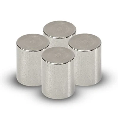 Abbildung von MAUL Neodym Magnet Ø 16 x 20 mm (4 Stück) stark mit 9kg Haftkraft Magnete in modernem Design Stabmagnet für Büro Magnettafel, Whiteboard und Kühlschrank Silber