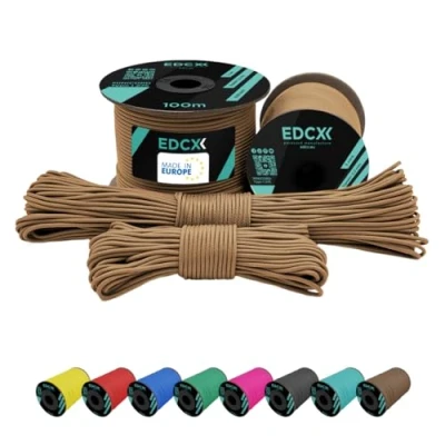 Abbildung von EdcX 2 mm Nylon Paracord 275 (15, 30, 50 and 100 m) 100% Rope, 3 Strand Cord, Cord in Many Colours (Tan, 30