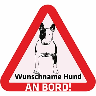 Abbildung von Indigos UG Namensaufkleber Hund Bullterrier Aufkleber mit Namen &amp; Wunschtext individuell personalisiert Auto Motorrad LKW