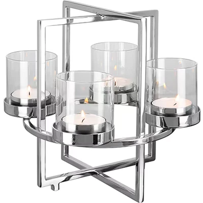 Abbildung von Fink Kerzenhalter &quot;NORMAN, Weihnachtsdeko&quot;, (1 St.), aus Edelstahl und Glas, 4 flammig, Adventsleuchter