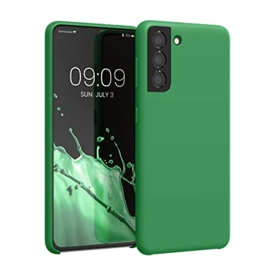 Abbildung von kwmobile Hülle kompatibel mit Samsung Galaxy S21 Silikon Handy Case Handyhülle weiche Oberfläche kabelloses Laden Pixie Green