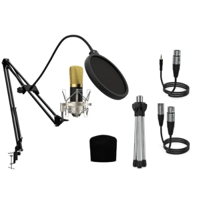 Abbildung von Audibax Berlin 1800 Gold Pro Pack Micrófono Estudio + Soporte Antipop Cables