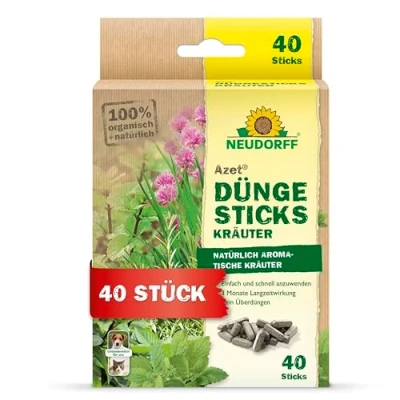 Abbildung von Neudorff Azet DüngeSticks für Kräuter Bio Kräuterdünger sorgt kräftiges Wachstum und aromatische mit 2 Monaten Langzeitwirkung, 40 Stück