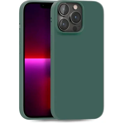 Abbildung von MyGadget Hülle kompatibel mit iPhone 13 Pro robuste Handyhülle TPU Case Slim Silikonhülle Back Cover Kratzfest Schutzhülle matt Olivgrün