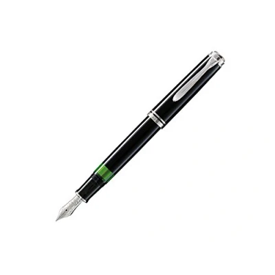 Abbildung von Pelikan Füllhalter Souverän 405, Schwarz, Feder F (fein), hochwertiger Kolbenfüller im Geschenk Etui, 924415