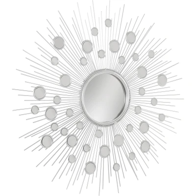 Abbildung von Leonique Dekospiegel &quot;Spiegel, silber&quot;, Wandspiegel, Sonne, rund, Ø 81 cm, Rahmen aus Metall