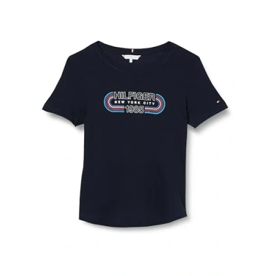 Abbildung von Tommy Hilfiger SLIM Track Tshirt print, Damen, Größe: Small, Desert sky