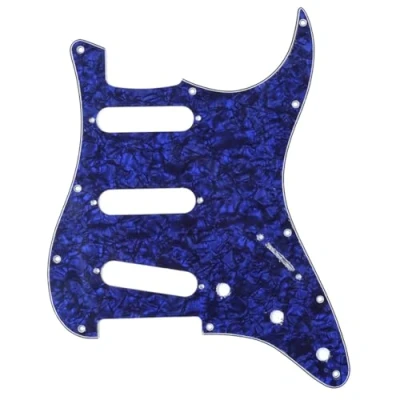 Abbildung von Musiclily 11 Löcher SSS Strat Pickguard Gitarre Schlagbrett für Fender American/Mexican Standard Stratocaster Modern Style E Gitarre,4 lagig Blue Pearl