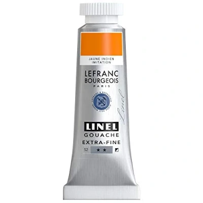 Abbildung von Lefranc &amp; Bourgeois 301165 Linel Gouache extrafeine und geschmeidige Wasserfarben mit maximaler Farbintensität, Leuchtkraft für streifenfreien Auftrag, 14ml Tube Indischgelb Farbton