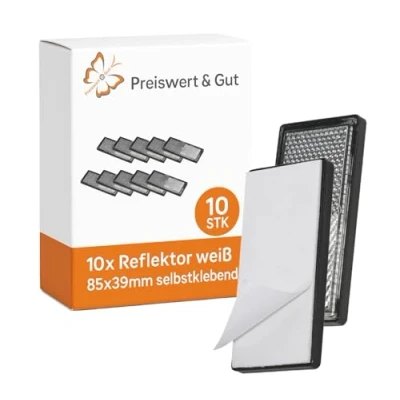 Abbildung von Preiswert&amp;Gut 10 Reflektor Silber Set Anhänger 85x39 Rückstrahler Seitenstrahler Wohnwagen LKW