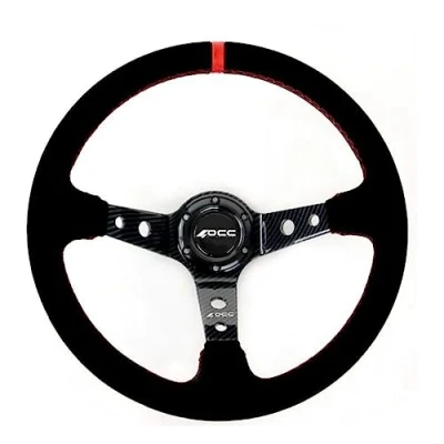 Abbildung von OCC MOTOR SPORT OFFSET LENKRAD AUTO TRACK MODELL ALCANTARA MIT KOHLENSTOFF LOOK ARMEN 90 MM VOLLSCHÜSSELRAD 350 (14 ZOLL)