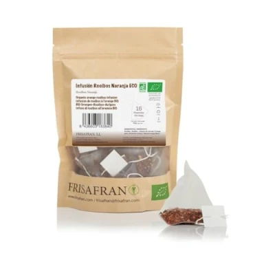 Abbildung von FRISAFRAN Rooibos Aufgusspyramiden mit Infusion Bio Orange 15Ein 30g Entspannend Verdauungs Aufguss Tee Natürliche Einzigartiger Geschmack Feuchtigkeitsspendend Nahrhaft