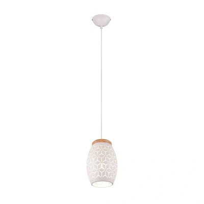 Abbildung von Reality Leuchten Pendelleuchte BIDAR, 3 flammig, Weiß, Braun, Metall, H 150 cm, ohne Leuchtmittel, Lampenschirme aus Glas und Holz, Hängeleuchte, Hängelampe