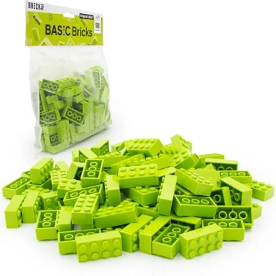 Abbildung von Lego Steine Classic, Lime (Grün), 2x4 Bausteine, 100 Stück Einzelteile Starterset oder Erweiterung für Legosteine Box und Platte Basic Bricks (3001)