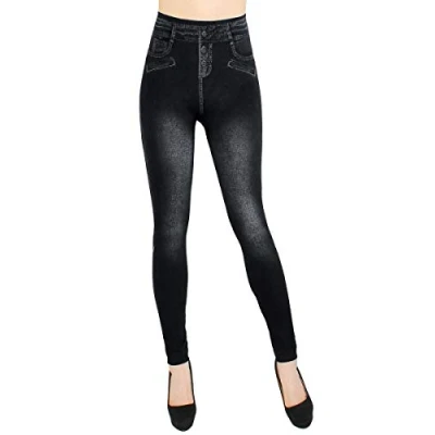 Abbildung von dy_mode Jeggings Damen Leggings in Jeans Optik Bequem High Waist Jeansleggings mit elastischem Bund