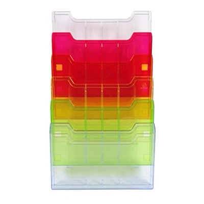 Abbildung von Exacompta 64299D Wandprospekthalter (DIN A4 quer, 6 fächer) 1 Stück, harlekin transparent