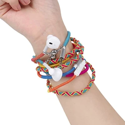 Abbildung von URIZONS In Ear 3,5mm bunt Kopfhörer Kabel Kopfhorer mit Mikrofon und Fernbedienung handgefertigte Stoff geflochtene Tribe Thread Wrapped Armband