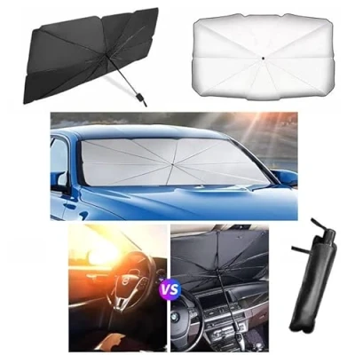 Abbildung von Auto Frontscheibe Sonnenschirm, Windschutzscheibe Sonnenschirm Regenschirm, Faltbare Sonnenschutz Blocks UV Ray