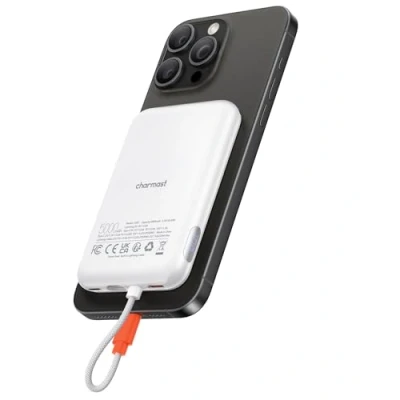 Abbildung von Charmast Mini Power Bank 10000mAh,20W PD3.0 QC4.0 powerbank Klein Aber stark mit led anzeige USB C Externe handyakkus kompatibel iPhone 16 15 14 13 12 X Pro Max Samsung Xiaomi Huawei iPad（Weiß）