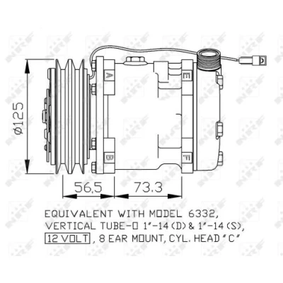 Abbildung von NRF 32802 Kompressor SD5H11 12 PAG 100 mit Kompressoröl