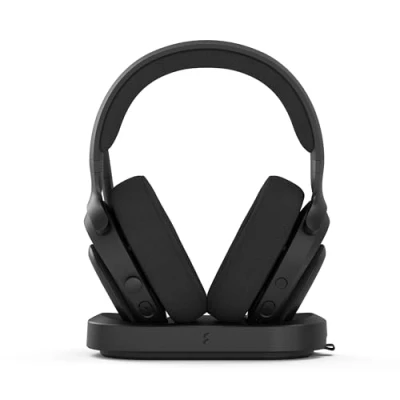 Abbildung von Fractal Design Scape Dark Wireless PC Gaming Headset Detachable Flip to Mute Microphone with Noise Cancellation Battery Life Up 40 Hours Configurable Ambient Lighting Black
