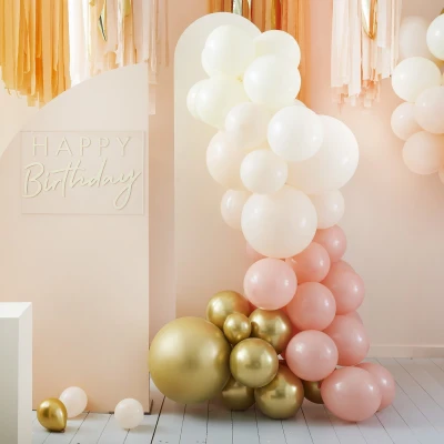 Abbildung von Pfirsich und Goldene Ballon Bow Kit pro Einheit