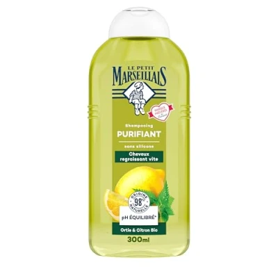 Abbildung von Le Petit Marseillais Bio Brennnessel &amp; Zitronen Shampoo (300 ml) silikonfreies für schnell fettendes Haar 98% natürlichen Ursprungs und ausgewogener pH Wert
