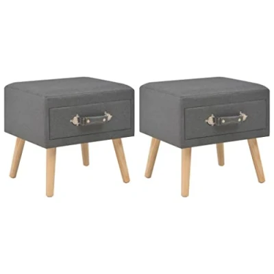 Abbildung von vidaXL 2X Nachttisch mit 1 Schublade Nachtschrank Nachtkonsole Nachtkommode Schlafzimmer Kommode Schrank Beistelltisch Dunkelgrau Stoff 40x35x40cm