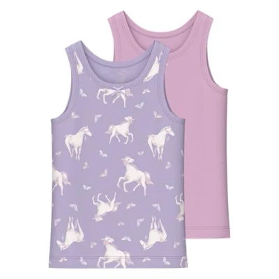 Abbildung von NAME IT Mädchen NMFTANK TOP 2P Pastel Lilac Horse NOOS Unterhemd, 104 (2er Pack)