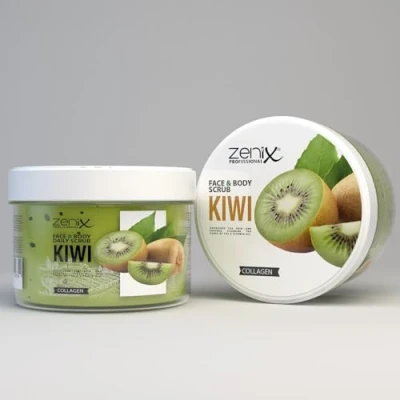 Abbildung von Zenix Face &amp; Body Scrub 275ml Hautreinigendes Peeling für Gesicht und Körper entfernt abgestorbene Zellen klärt Talg pflegt die Haut Spendet der Feuchtigkeit (Kiwi)