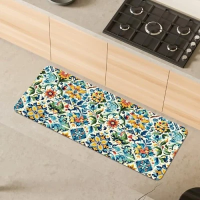 Abbildung von Comart, Austin Küchenteppich, aus Polyester, Bedruckt, rutschfest, Tiles, 50 x 130 cm