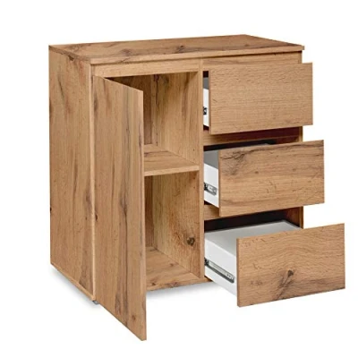Abbildung von DEINE TANTE EMMA 002614 Image 2 Honig Eiche Nb. 1 Tür / 3 SK Kommode Beistellkommode Sideboard Stauraum ca. 80 x 40 cm