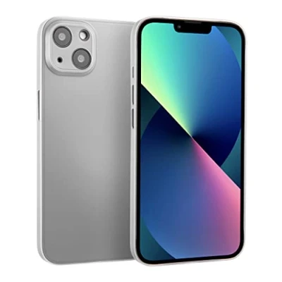 Abbildung von doupi UltraSlim Hülle kompatibel für iPhone 13 (6,1 Zoll), Ultra Dünn Fein Matt Handyhülle Cover Bumper Schutz Schale Hard Case Taschenschutz Design Schutzhülle, weiß
