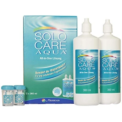 Abbildung von Solocare Solo Care Aqua Pflegemittel für weiche Kontaktlinsen, Systempack 2x360 ml, 1er Pack (1 x 720 ml)