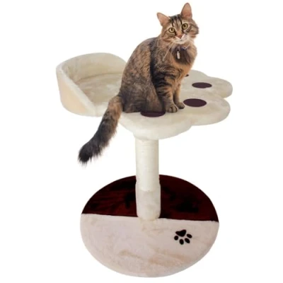 Abbildung von Mobiclinic, Katzenkratzbaum, Modell Oliver, Kratzbaum, 47x40x47, Katzenspielzeug, Unterstützt bis zu 10kg, Haustiermöbel, weiche gepolsterte Basis, Sisalseil für Kleine, Plüsch, Farbe Beige