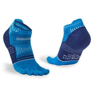 Abbildung von Hilly Unisex Zehen Socklet minimale Polsterung Laufsocke, ElecBl/MidBl/Weiß, L