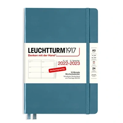Abbildung von LEUCHTTURM1917 365824 Wochenkalender Medium (A5) 2023, 18 Monate, Stone Blue, Deutsch