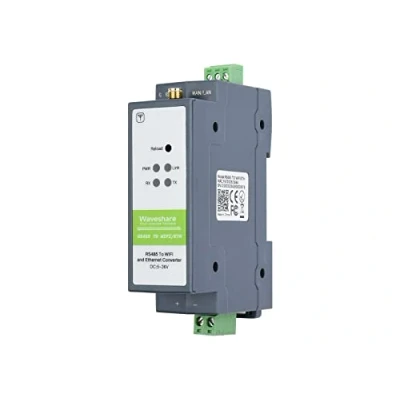Abbildung von Waveshare RS485 to WiFi/Ethernet,Ethernet WiFi Converter Module,Rail Mount Serial Server, Modbus MQTT Gateway,300 460800 BPS Baudrate,Support TCP/UDP/ARP/ICMP/DHCP/DNS/HTTP/MQTT