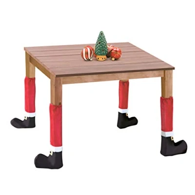 Abbildung von Spetebo Weihnachtsstiefel Tischbein Überzieher 4er Set Tischdeko Weihnachtsdeko Stuhlsocken
