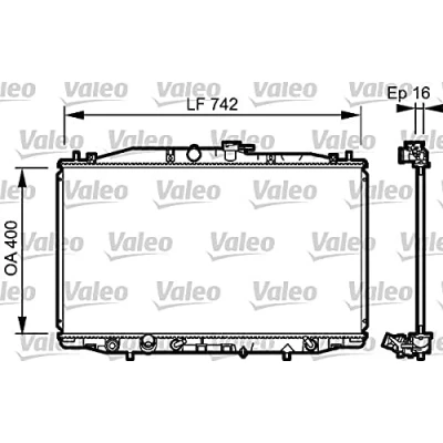 Abbildung von VALEO 735049 Kühler, Motorkühlung Aluminium 400 718 16 mit Kühlmittelregler Kühlrippen gelötet HONDA: Accord 7 Tourer, Limousine
