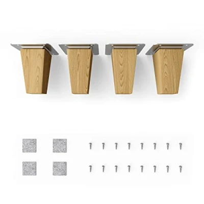 Abbildung von sossai® Möbelfuß Holzfüße Eckig gerade Ausführung Eiche, (4 St), 8cm 71cm