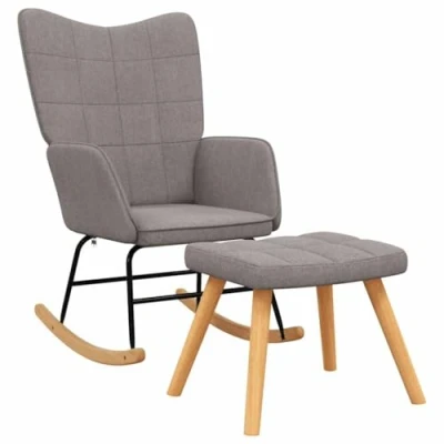 Abbildung von vidaXL Schaukelstuhl mit Hocker Schaukelsessel Schwingsessel Relaxstuhl Polsterstuhl Wohnzimmerstuhl Sessel Stuhl Relaxsessel Stoff Taupe