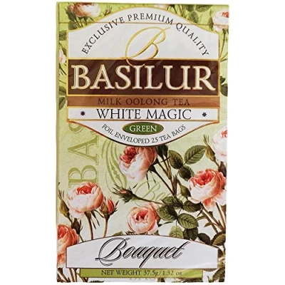 Abbildung von Basilur Teemischung White Magic 2er Pack (2 x 25 Teebeutel) Ceylon Grüntee Oolong Tee tea